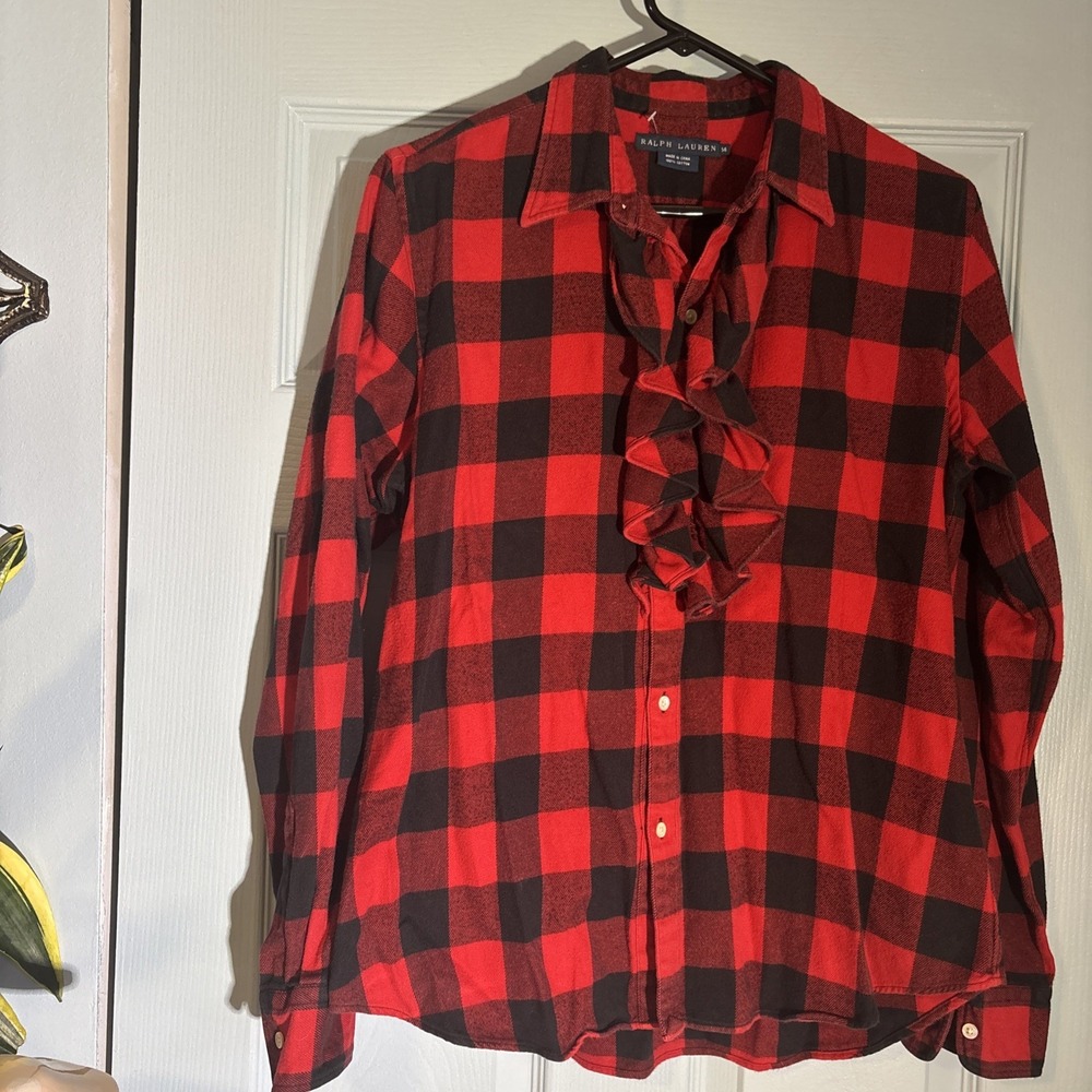 Lauren Ralph Lauren Red and Black Plaid Button Down Shirt